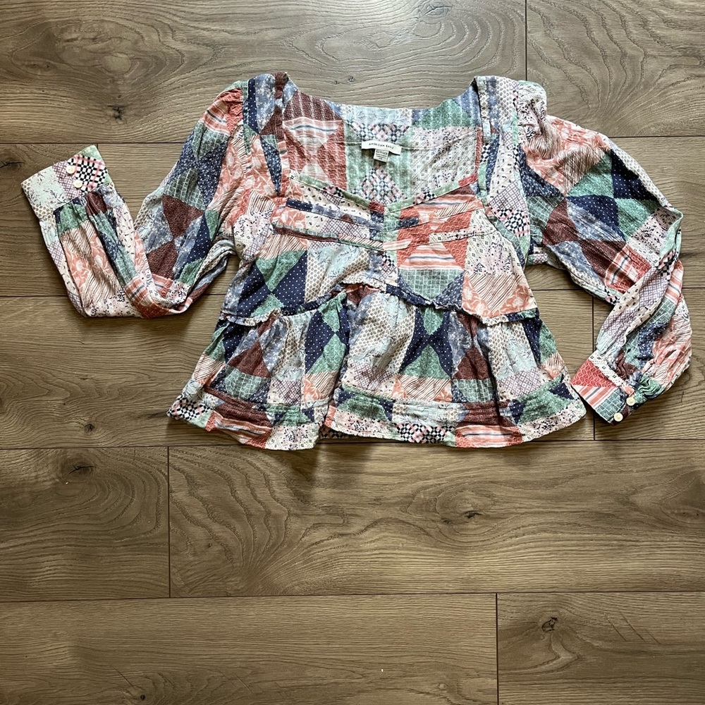 American Eagle Outfitters Multicolor Patchwork Top